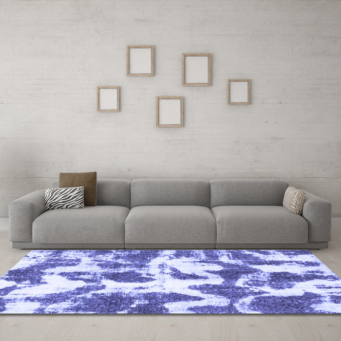 Machine Washable Abstract Blue Modern Rug in a Living Room, wshabs782blu