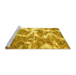 Sideview of Machine Washable Abstract Yellow Modern Rug, wshabs783yw