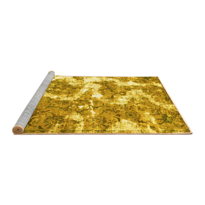 Sideview of Machine Washable Abstract Yellow Modern Rug, wshabs783yw