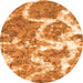 Round Machine Washable Abstract Orange Modern Area Rugs, wshabs783org