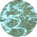 Round Abstract Light Blue Modern Rug, abs783lblu