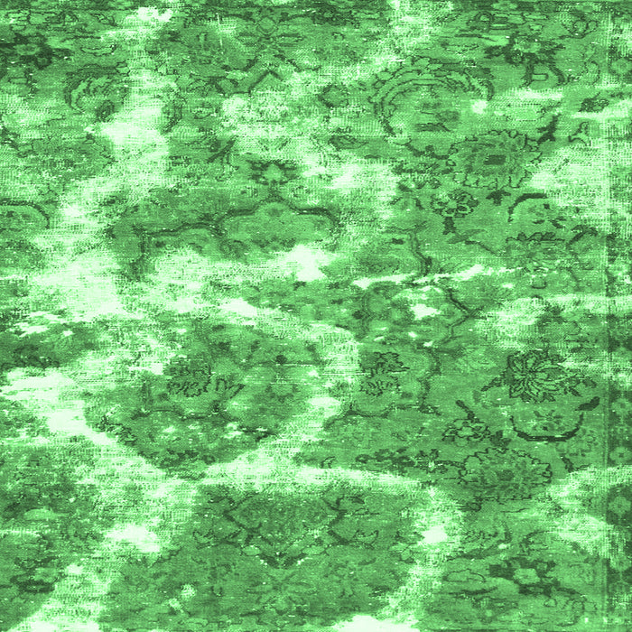 Square Machine Washable Abstract Emerald Green Modern Area Rugs, wshabs783emgrn
