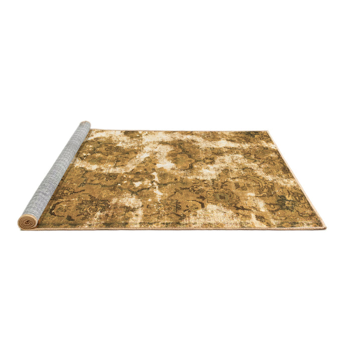 Sideview of Machine Washable Abstract Brown Modern Rug, wshabs783brn