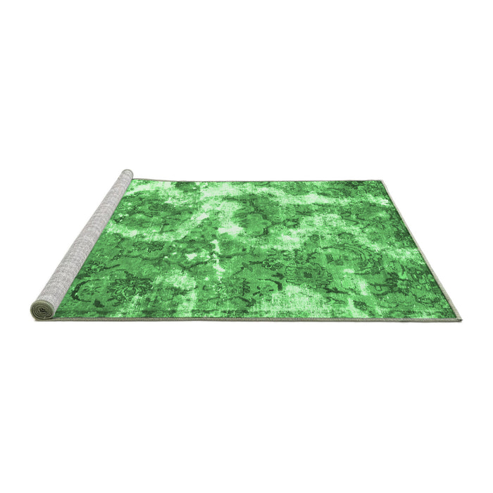 Sideview of Machine Washable Abstract Emerald Green Modern Area Rugs, wshabs783emgrn