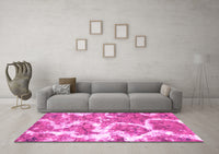 Machine Washable Abstract Pink Modern Rug, wshabs783pnk