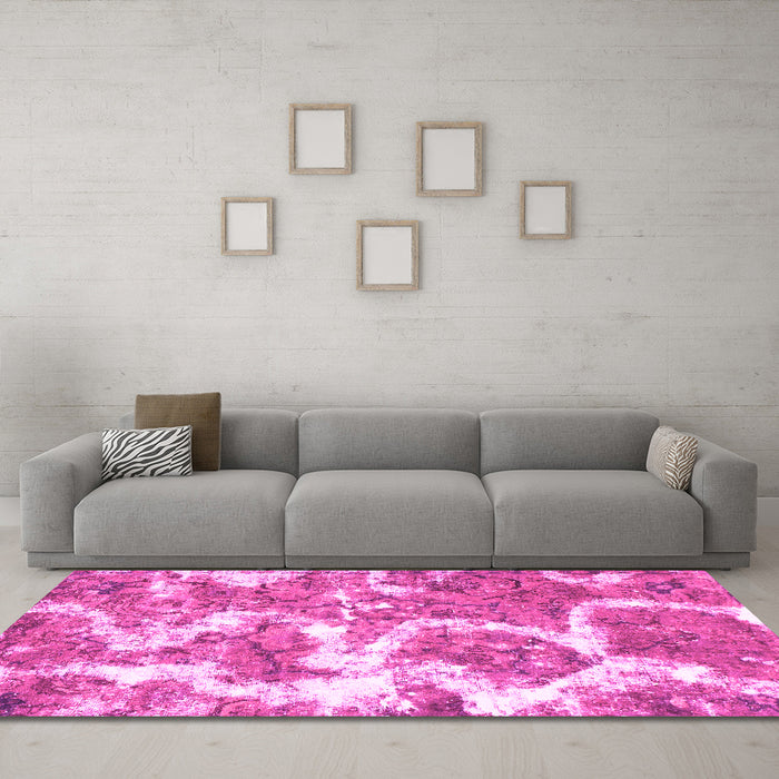 Machine Washable Abstract Pink Modern Rug in a Living Room, wshabs783pnk