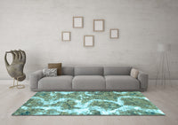 Machine Washable Abstract Light Blue Modern Rug, wshabs783lblu