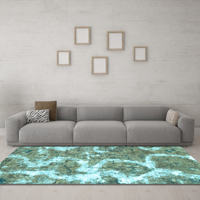 Machine Washable Abstract Light Blue Modern Rug in a Living Room, wshabs783lblu
