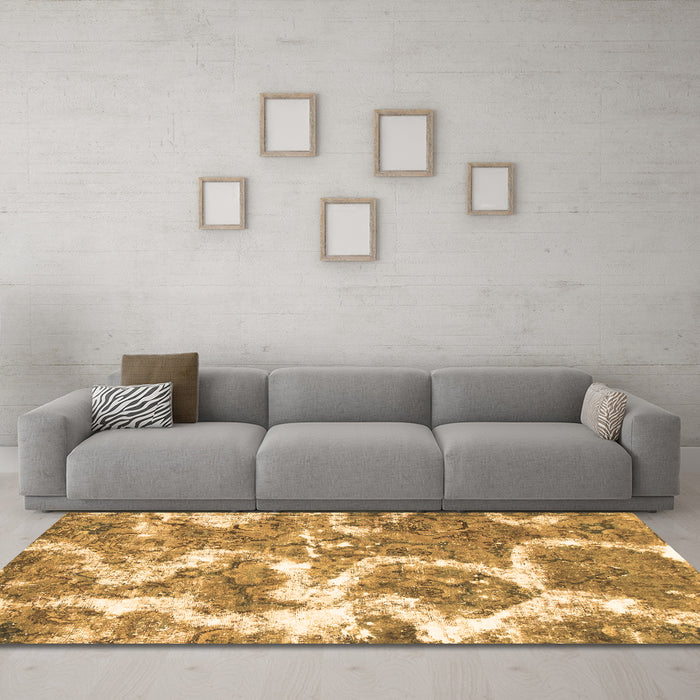 Machine Washable Abstract Brown Modern Rug in a Living Room,, wshabs783brn