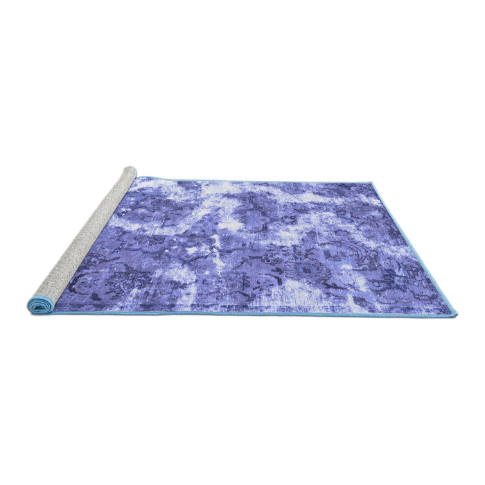 Sideview of Machine Washable Abstract Blue Modern Rug, wshabs783blu