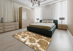 Abstract Light Brown Modern Rug in a Bedroom, abs783