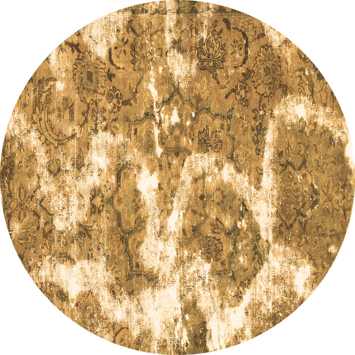 Round Abstract Brown Modern Rug, abs783brn