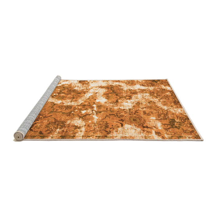 Sideview of Machine Washable Abstract Orange Modern Area Rugs, wshabs783org