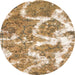 Round Machine Washable Abstract Light Brown Rug, wshabs783