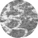 Round Machine Washable Abstract Gray Modern Rug, wshabs783gry