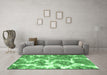 Machine Washable Abstract Emerald Green Modern Area Rugs in a Living Room,, wshabs783emgrn
