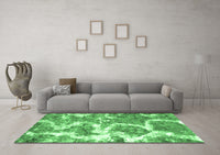 Machine Washable Abstract Emerald Green Modern Rug, wshabs783emgrn