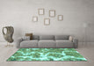 Machine Washable Abstract Turquoise Modern Area Rugs in a Living Room,, wshabs783turq