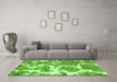 Machine Washable Abstract Green Modern Area Rugs in a Living Room,, wshabs783grn