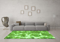 Machine Washable Abstract Green Modern Rug, wshabs783grn