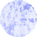 Round Abstract Blue Modern Rug, abs784blu