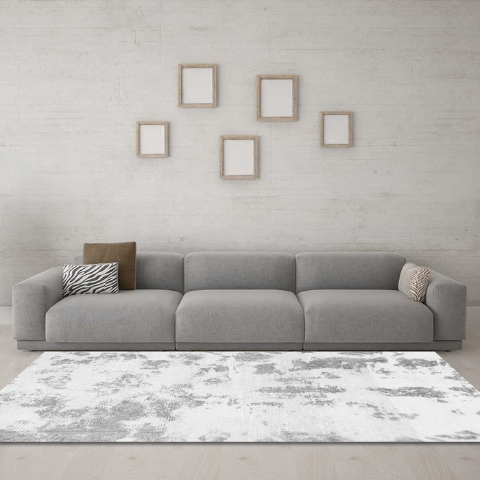 Machine Washable Abstract Gray Modern Rug in a Living Room,, wshabs784gry