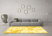 Machine Washable Abstract Yellow Modern Rug in a Living Room, wshabs784yw