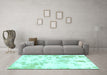 Machine Washable Abstract Turquoise Modern Area Rugs in a Living Room,, wshabs784turq