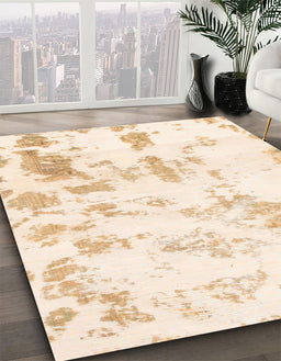 Machine Washable Abstract Bisque Beige Rug in a Family Room, wshabs784