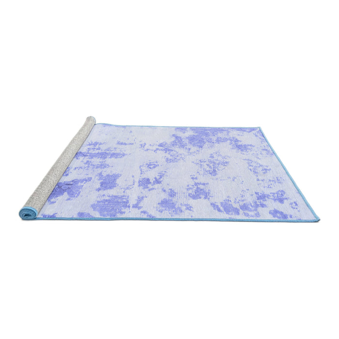 Sideview of Machine Washable Abstract Blue Modern Rug, wshabs784blu