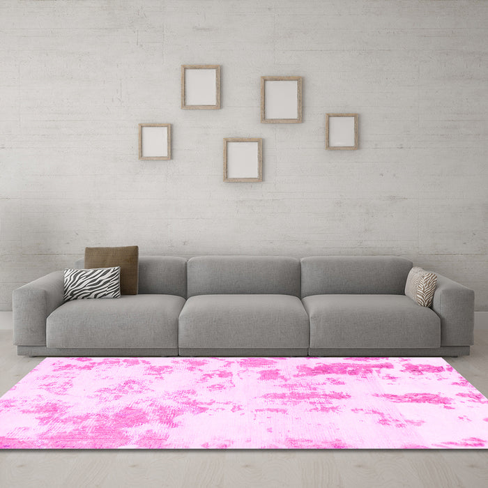 Machine Washable Abstract Pink Modern Rug in a Living Room, wshabs784pnk