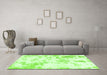 Machine Washable Abstract Green Modern Area Rugs in a Living Room,, wshabs784grn