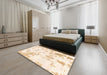 Abstract Bisque Beige Modern Rug in a Bedroom, abs784