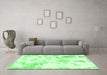 Machine Washable Abstract Emerald Green Modern Area Rugs in a Living Room,, wshabs784emgrn