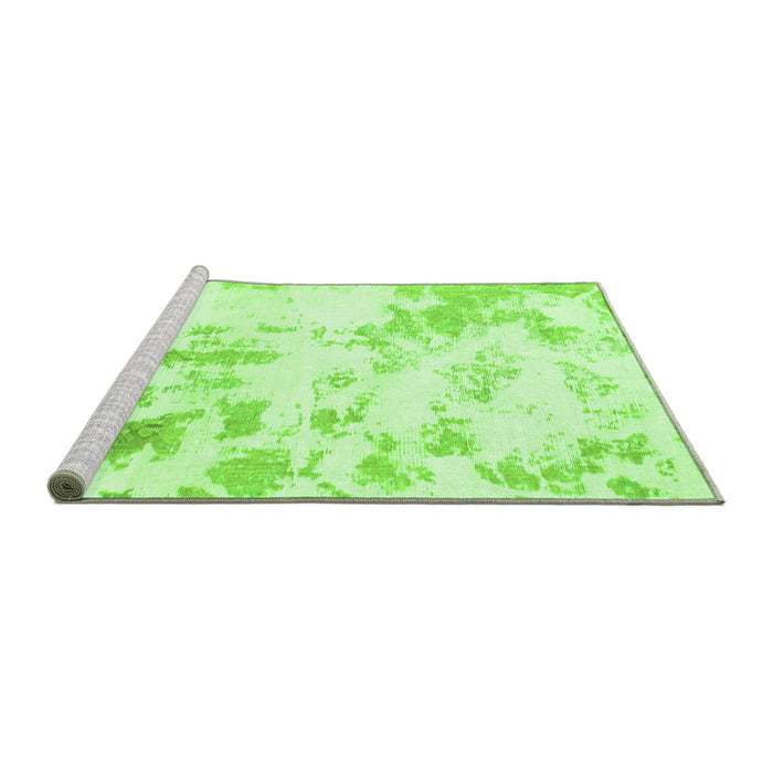 Sideview of Machine Washable Abstract Green Modern Area Rugs, wshabs784grn
