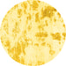 Round Abstract Yellow Modern Rug, abs784yw