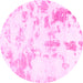 Round Abstract Pink Modern Rug, abs784pnk