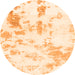 Round Machine Washable Abstract Orange Modern Area Rugs, wshabs784org