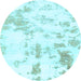 Round Abstract Light Blue Modern Rug, abs784lblu