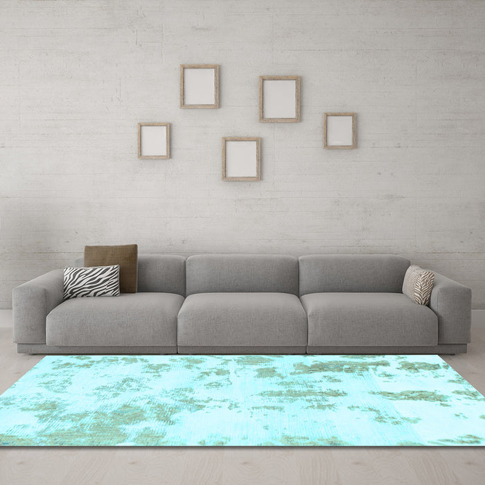 Machine Washable Abstract Light Blue Modern Rug in a Living Room, wshabs784lblu