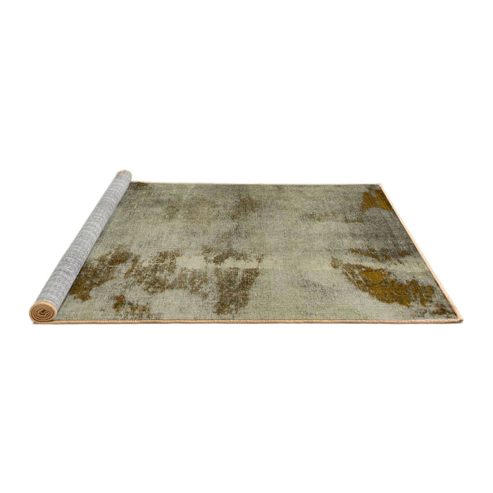 Sideview of Machine Washable Abstract Dark Khaki Green Rug, wshabs785