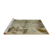 Sideview of Machine Washable Abstract Dark Khaki Green Rug, wshabs785