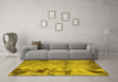 Machine Washable Abstract Yellow Modern Rug in a Living Room, wshabs785yw