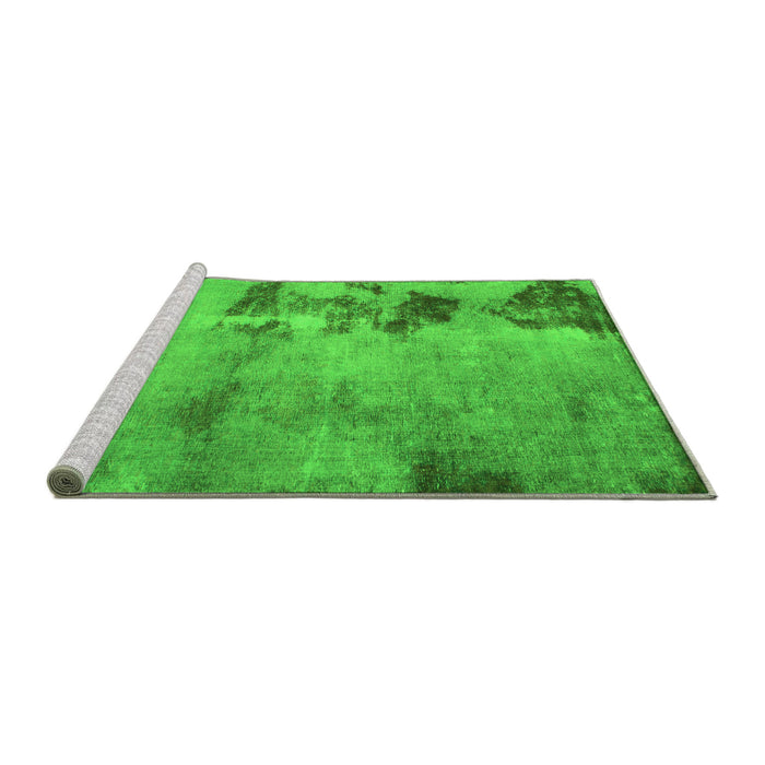 Sideview of Machine Washable Abstract Green Modern Area Rugs, wshabs785grn