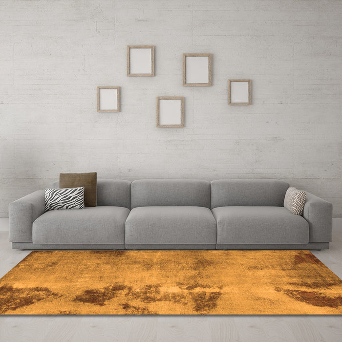 Machine Washable Abstract Orange Modern Area Rugs in a Living Room, wshabs785org