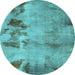 Round Abstract Light Blue Modern Rug, abs785lblu