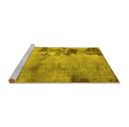 Sideview of Machine Washable Abstract Yellow Modern Rug, wshabs785yw