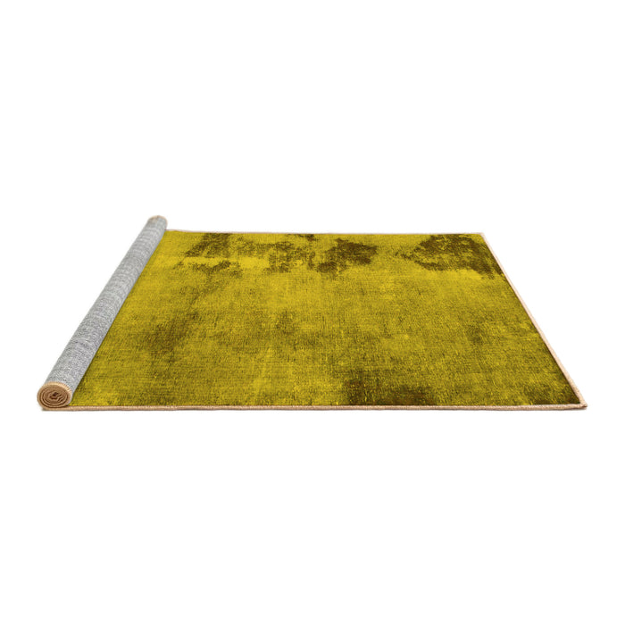 Sideview of Machine Washable Abstract Yellow Modern Rug, wshabs785yw