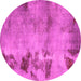 Round Abstract Pink Modern Rug, abs785pnk