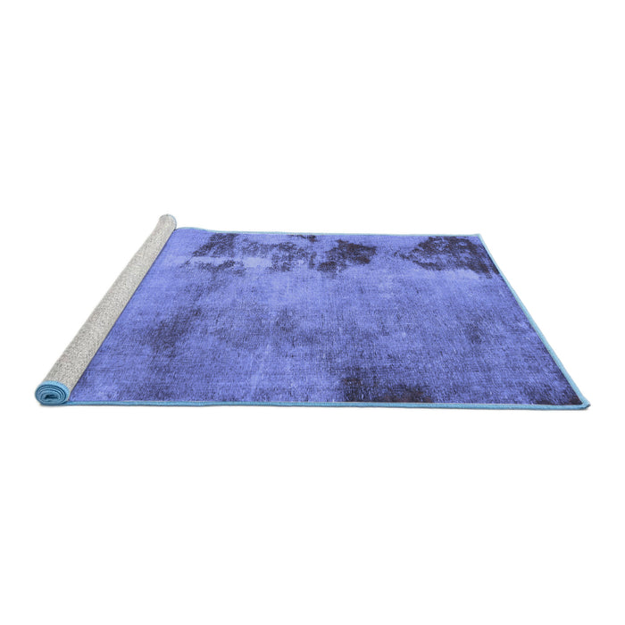 Sideview of Machine Washable Abstract Blue Modern Rug, wshabs785blu